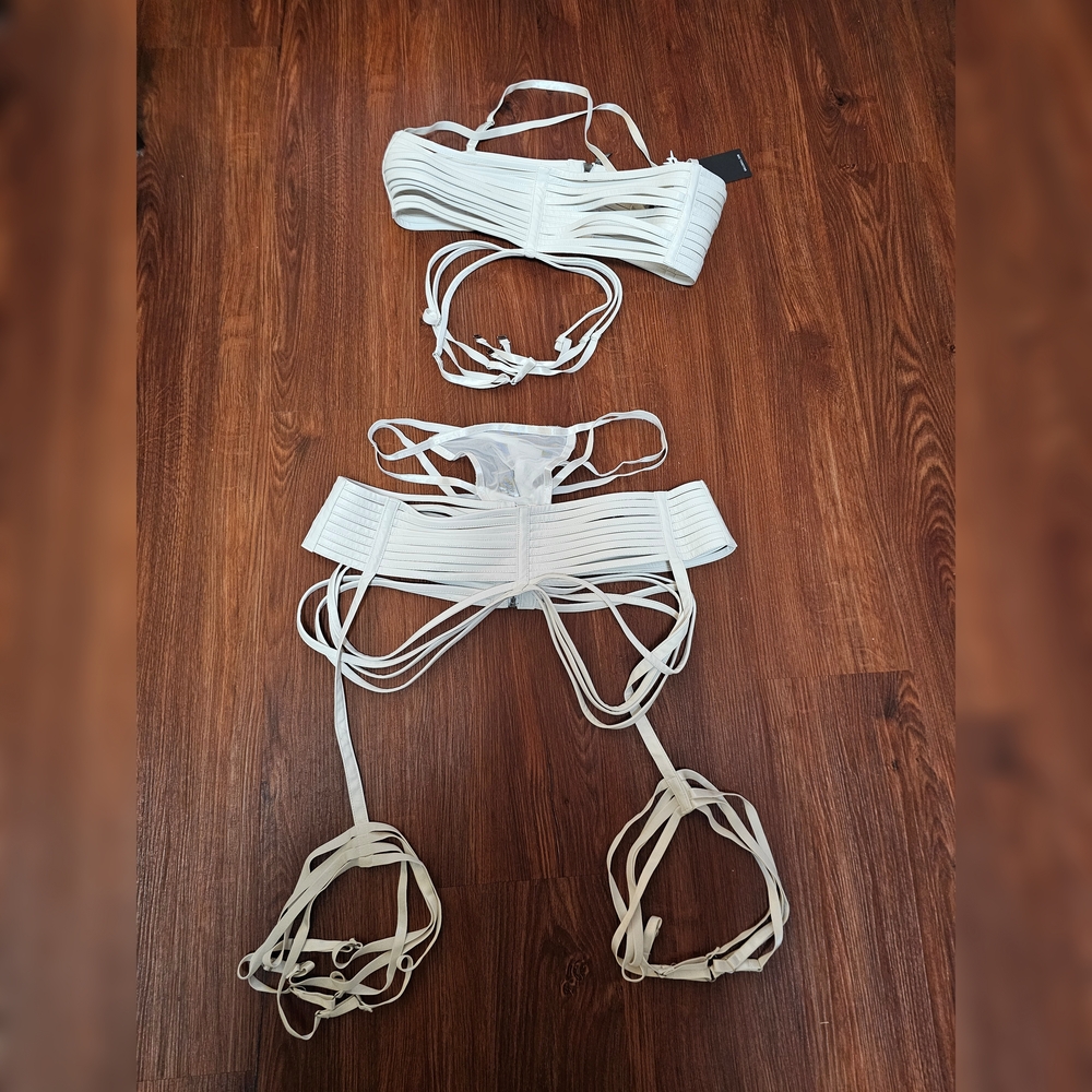 NWT Dolls Kill / Darker Wavs Fader Strappy 3-Piece Lingerie Set